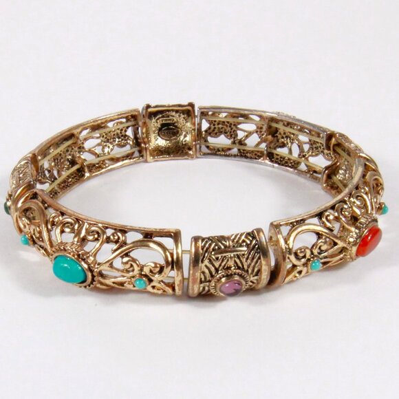 Vintage R. J. Graziano Gold Tone Strech Bracelet - Picture 2 of 6